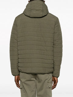 logo-embroidered padded hooded jacket
