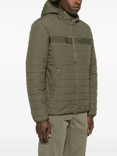logo-embroidered padded hooded jacket