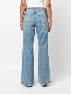 belted bootcut jeans