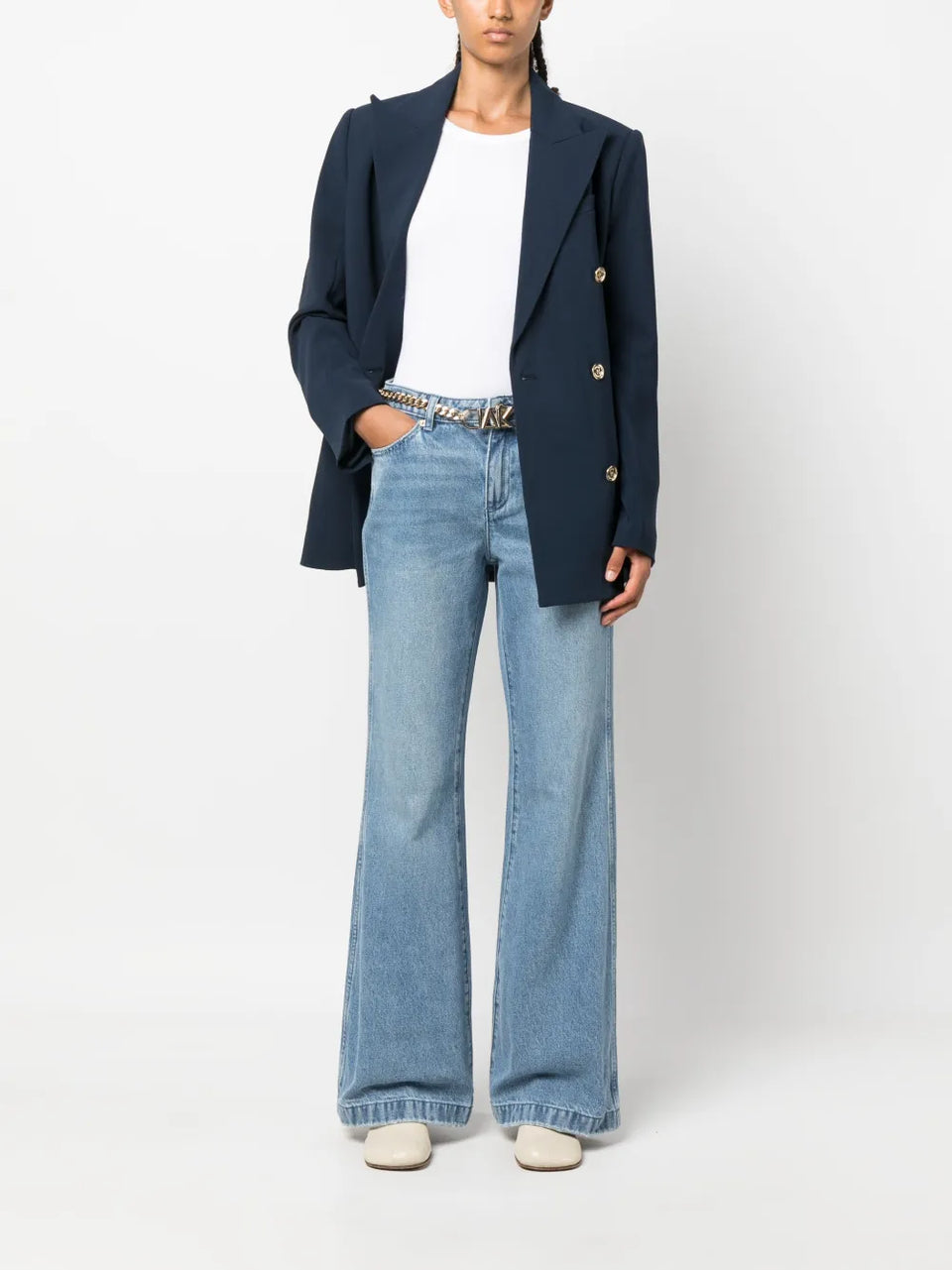 belted bootcut jeans
