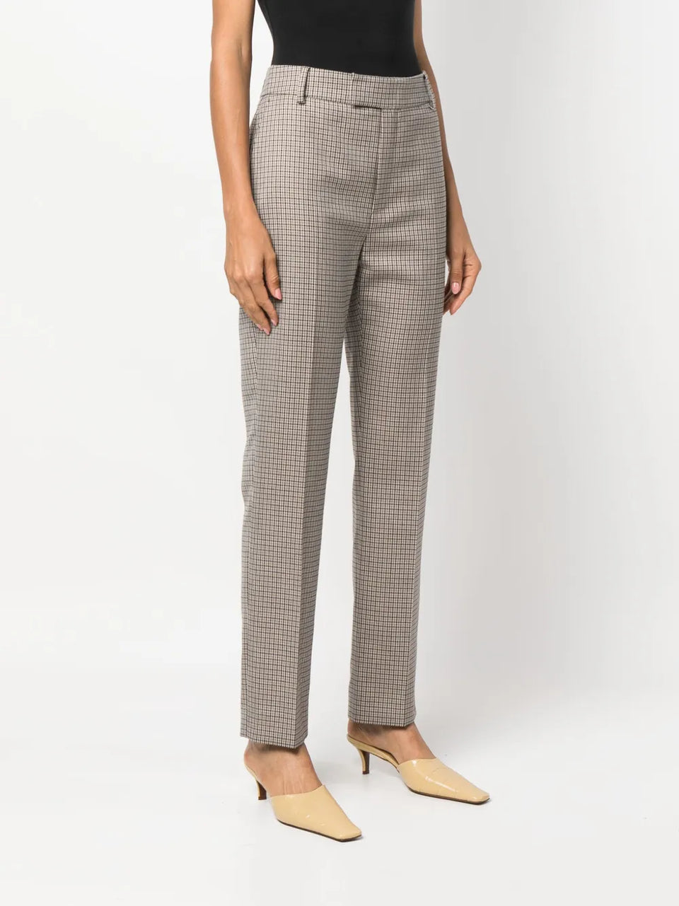 tailored check-print trousers