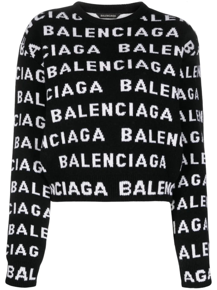 intarsia-logo crew-neck jumper