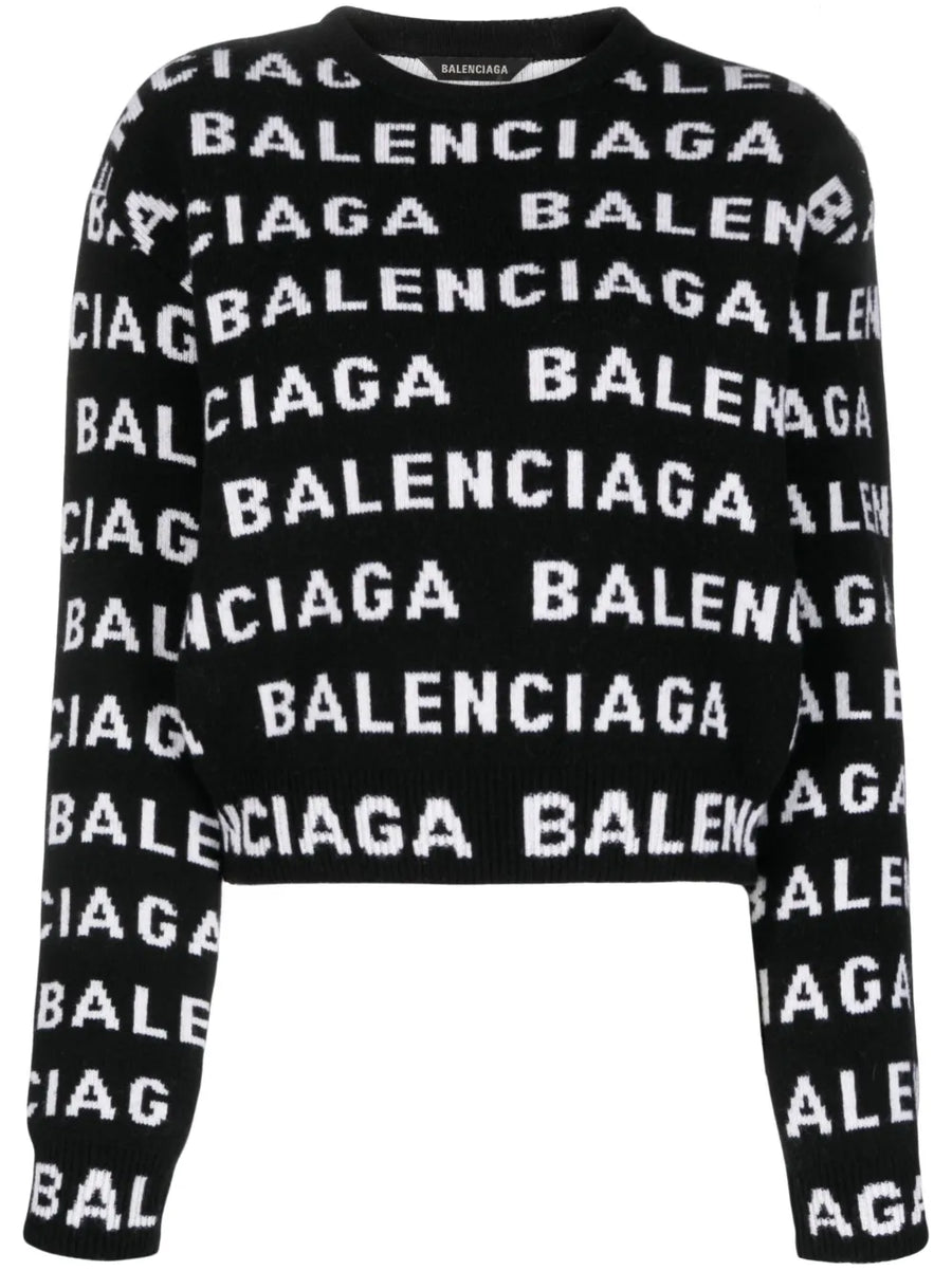 intarsia-logo crew-neck jumper