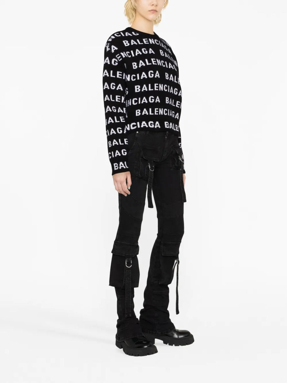 intarsia-logo crew-neck jumper