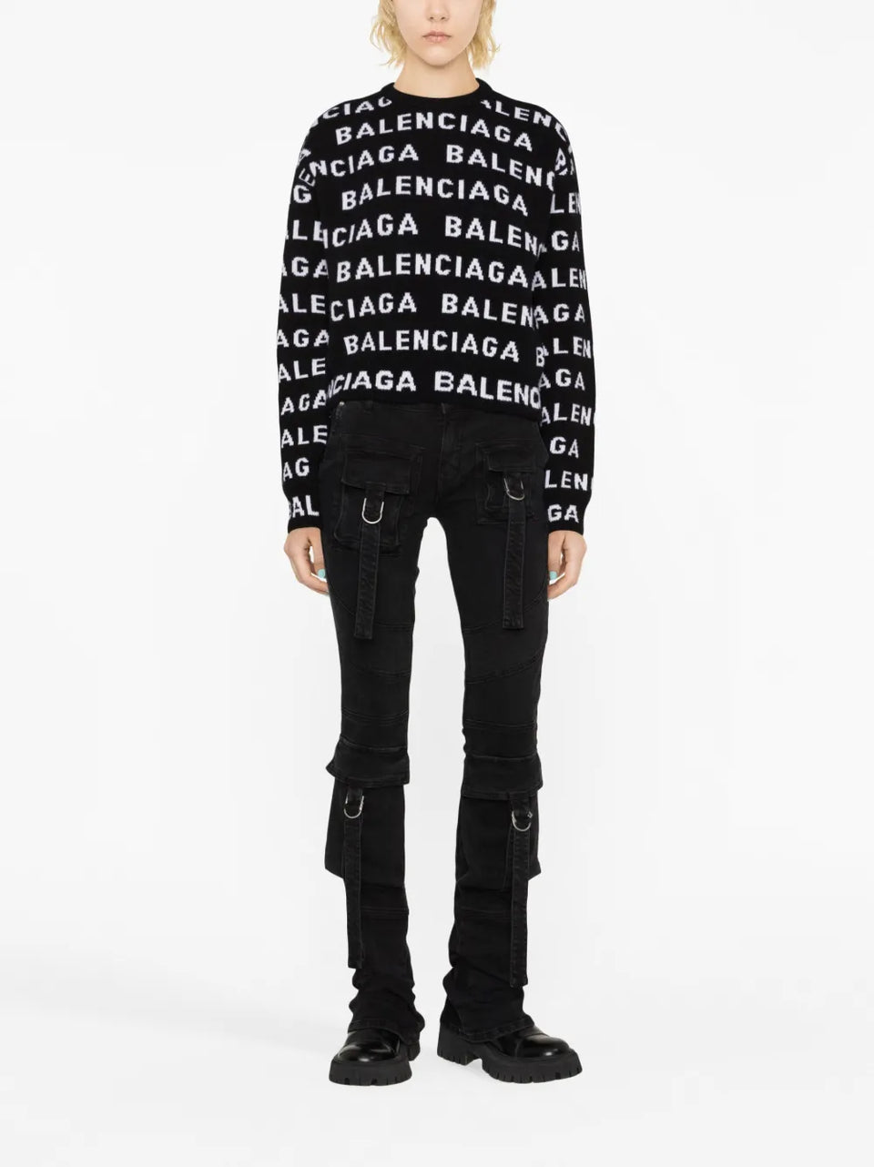 intarsia-logo crew-neck jumper