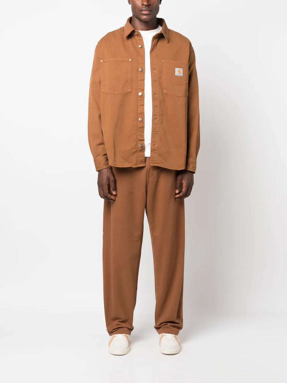 logo-patch wide-leg jeans
