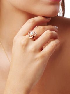 18kt rose-gold Akoya pearl and diamond ring