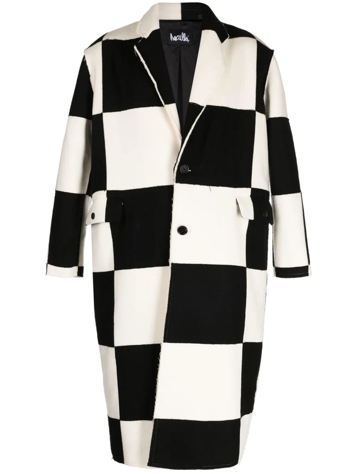 check-pattern wool coat