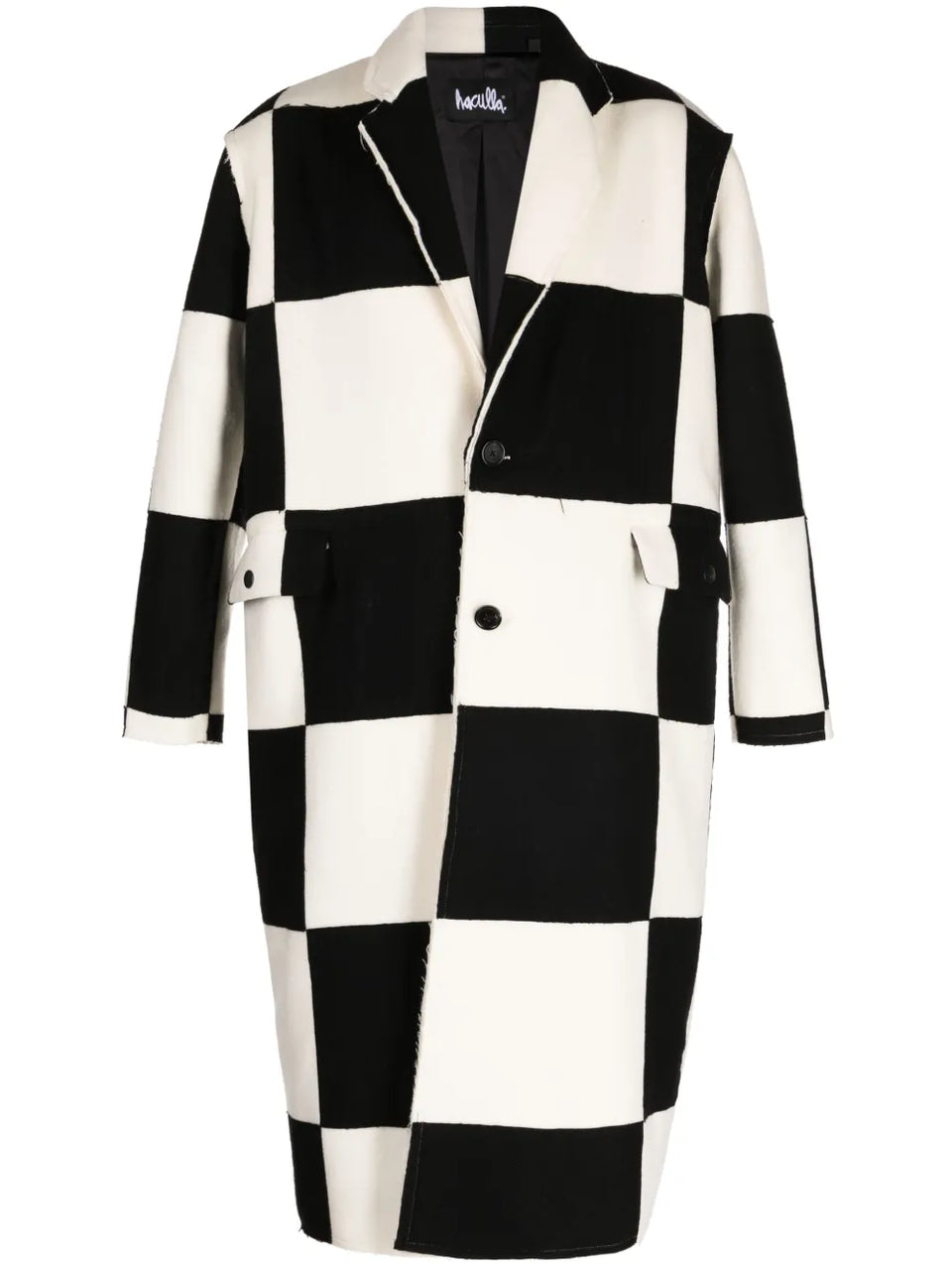 check-pattern wool coat