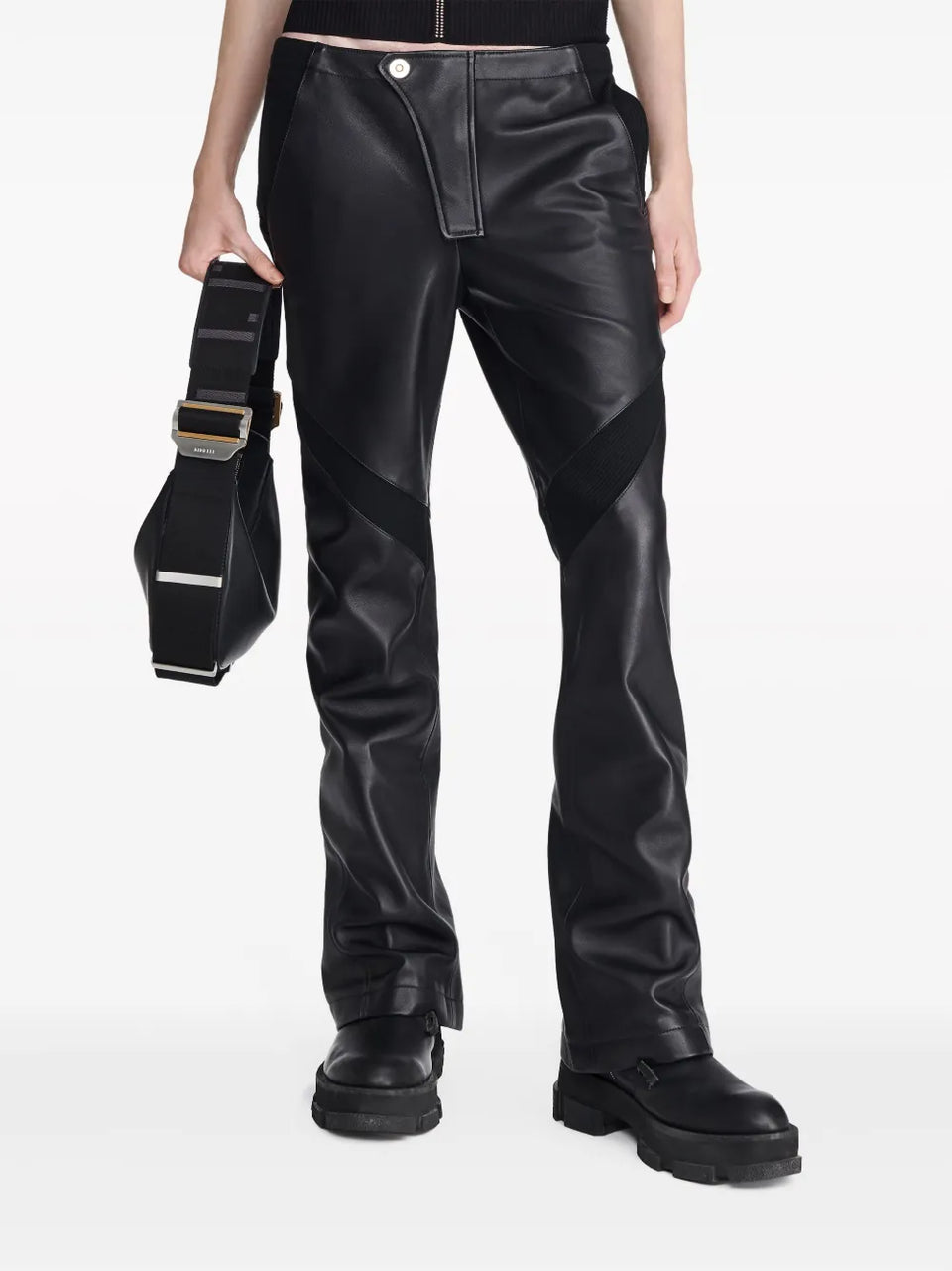 panelled leather trousers