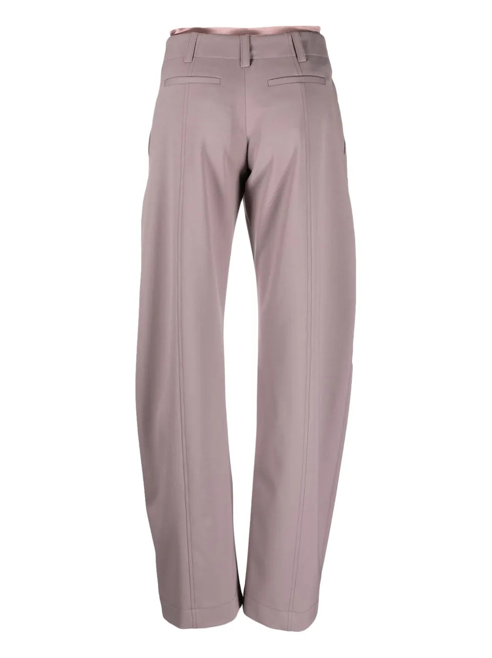 layered-waistband straight-leg trousers