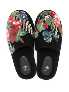 floral intarsia-knit cashmere slippers