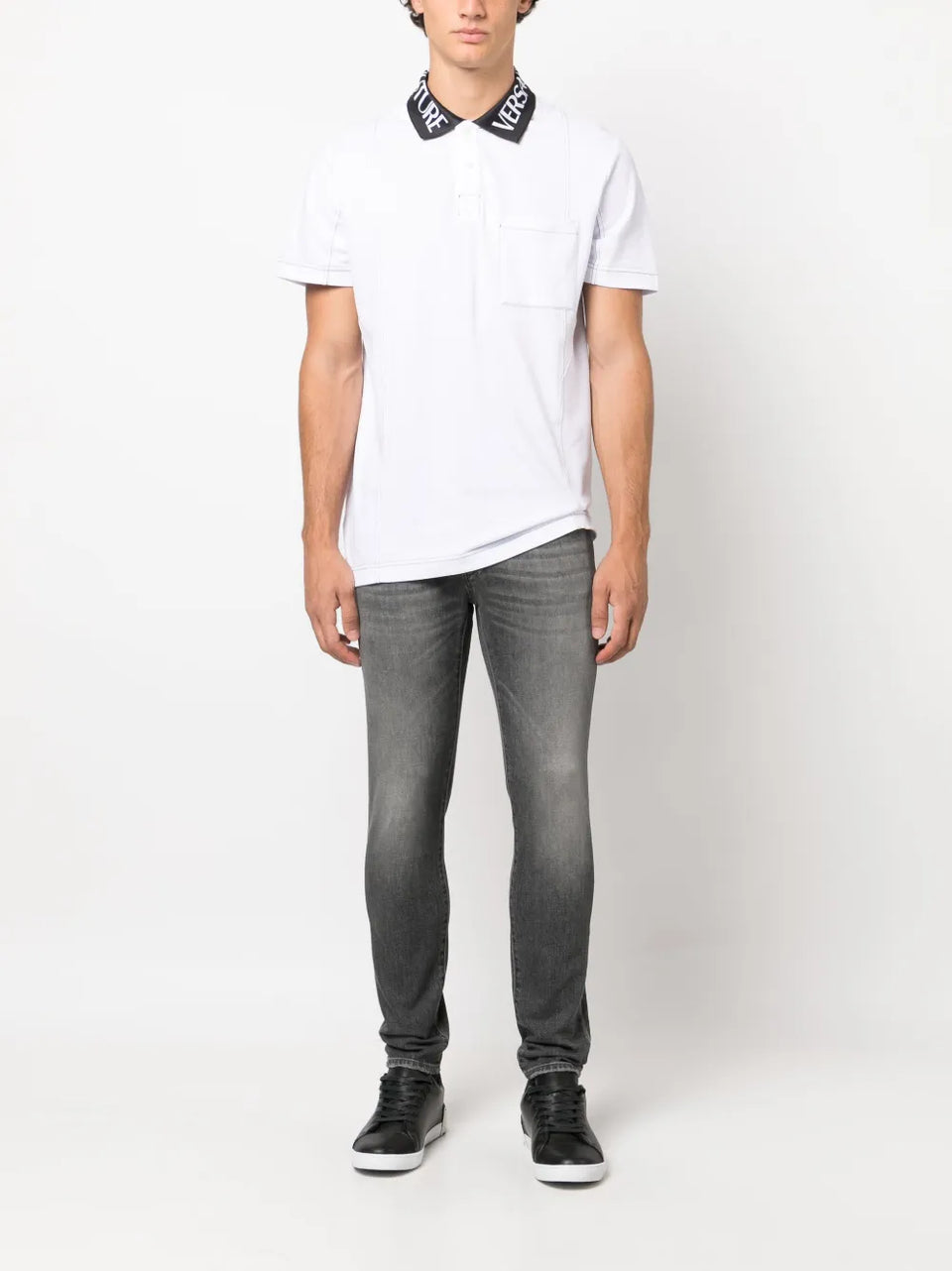 mid-rise slim-cut jeans
