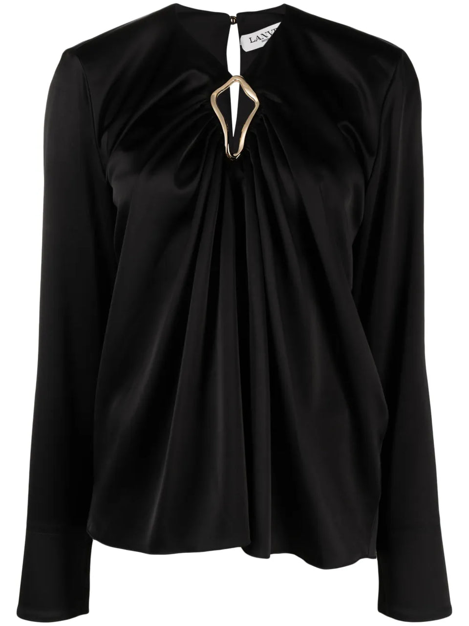 draped long-sleeved blouse