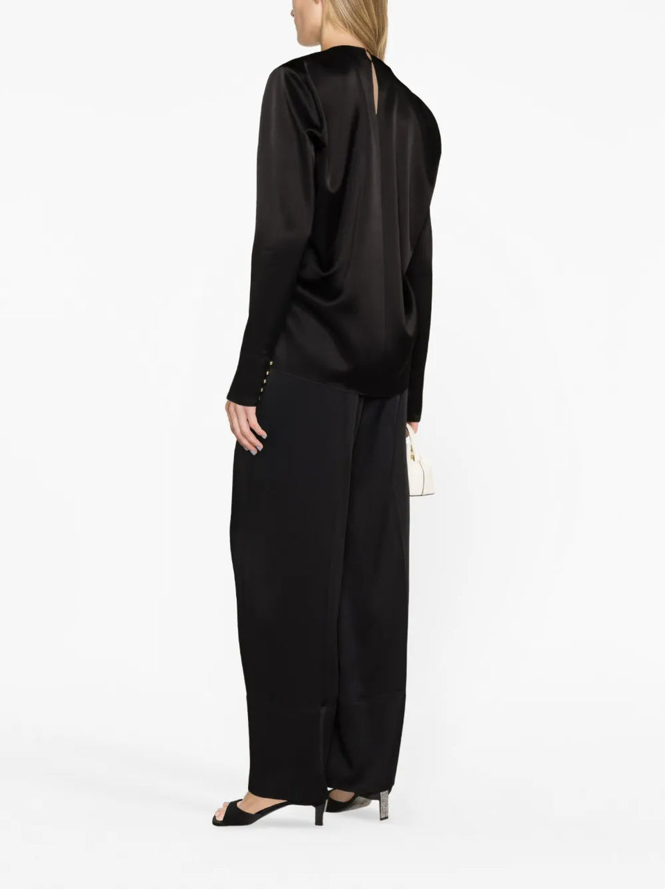 draped long-sleeved blouse