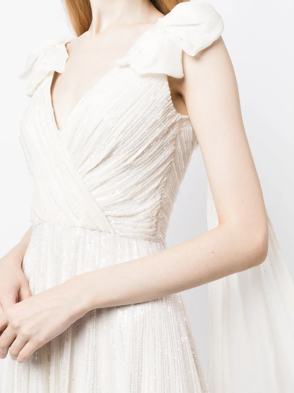 Alma pleated sequin bridal gown