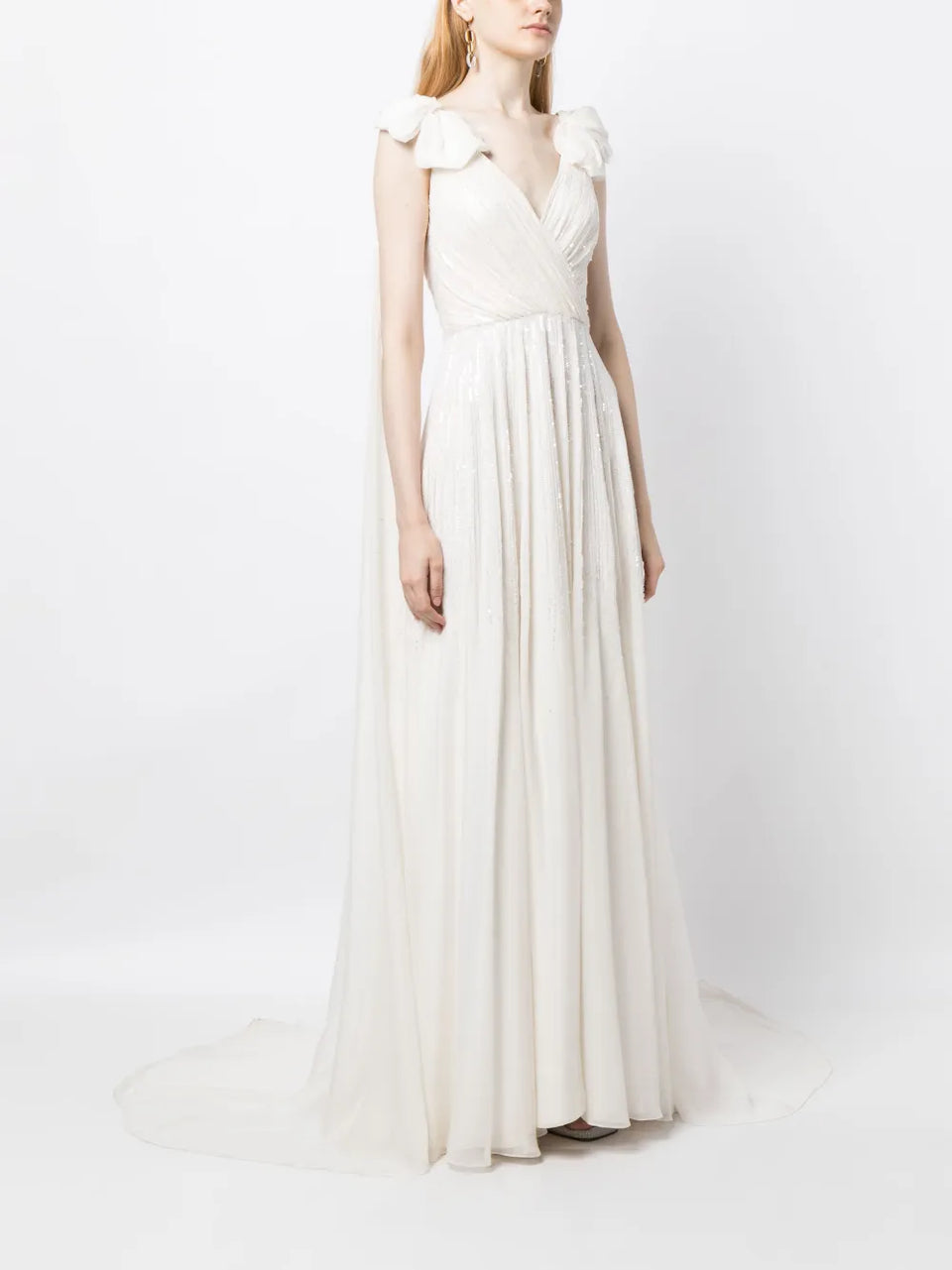 Alma pleated sequin bridal gown