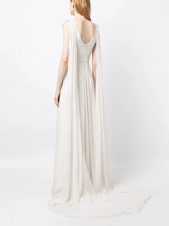 Alma pleated sequin bridal gown