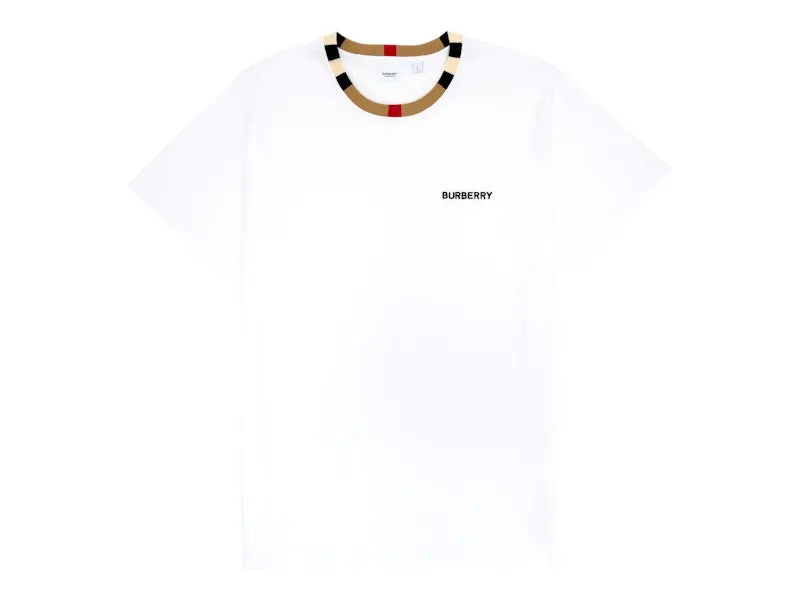 Burberry Icon Stripe Trim Cotton T-Shirt White