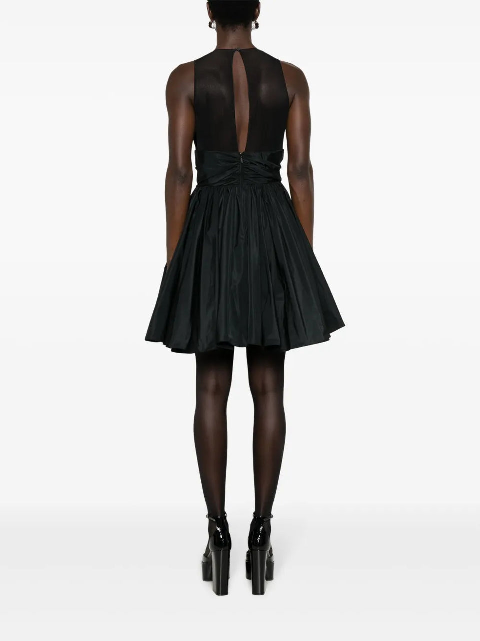 V-neck pleated dress