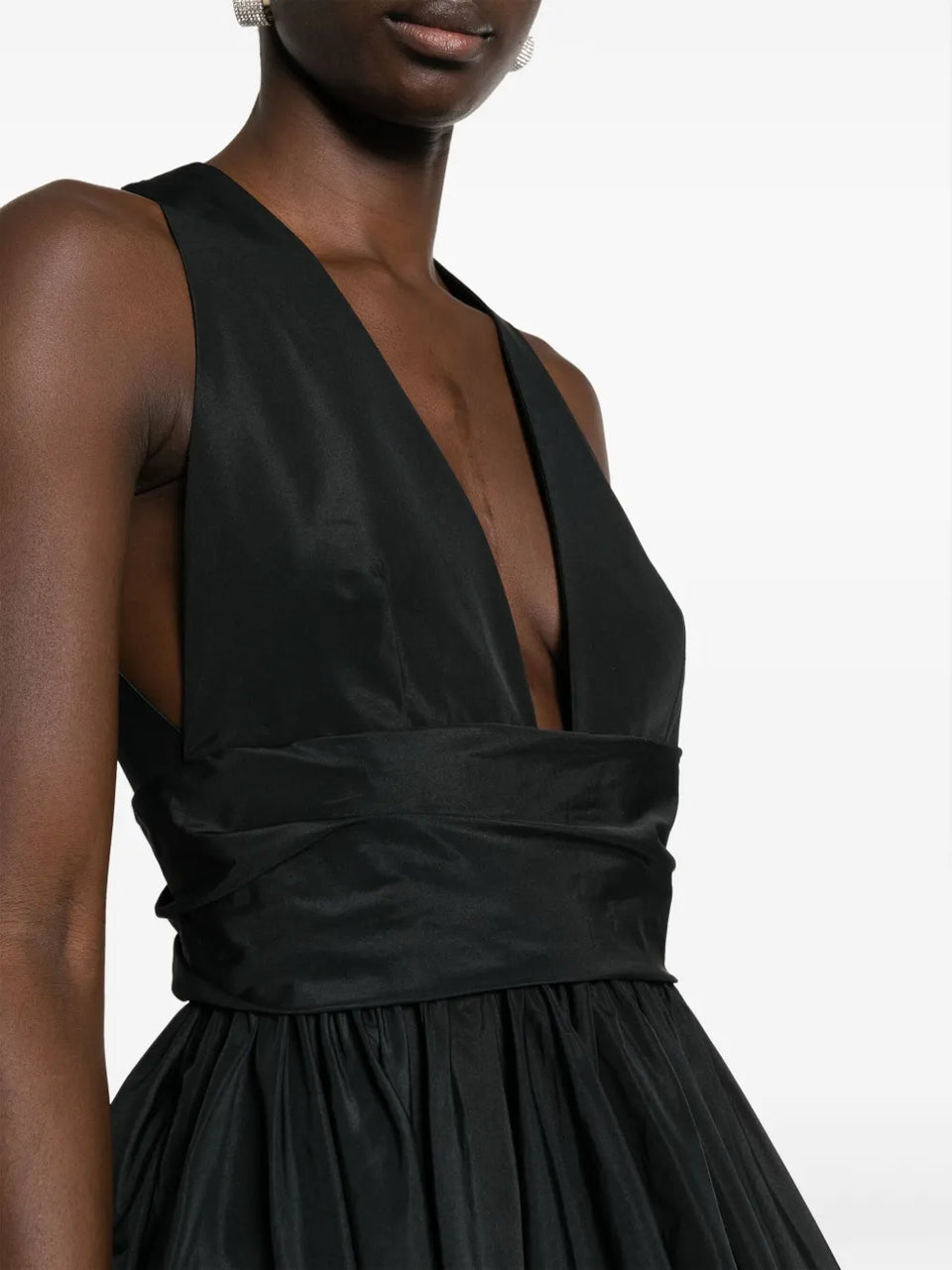 V-neck pleated dress
