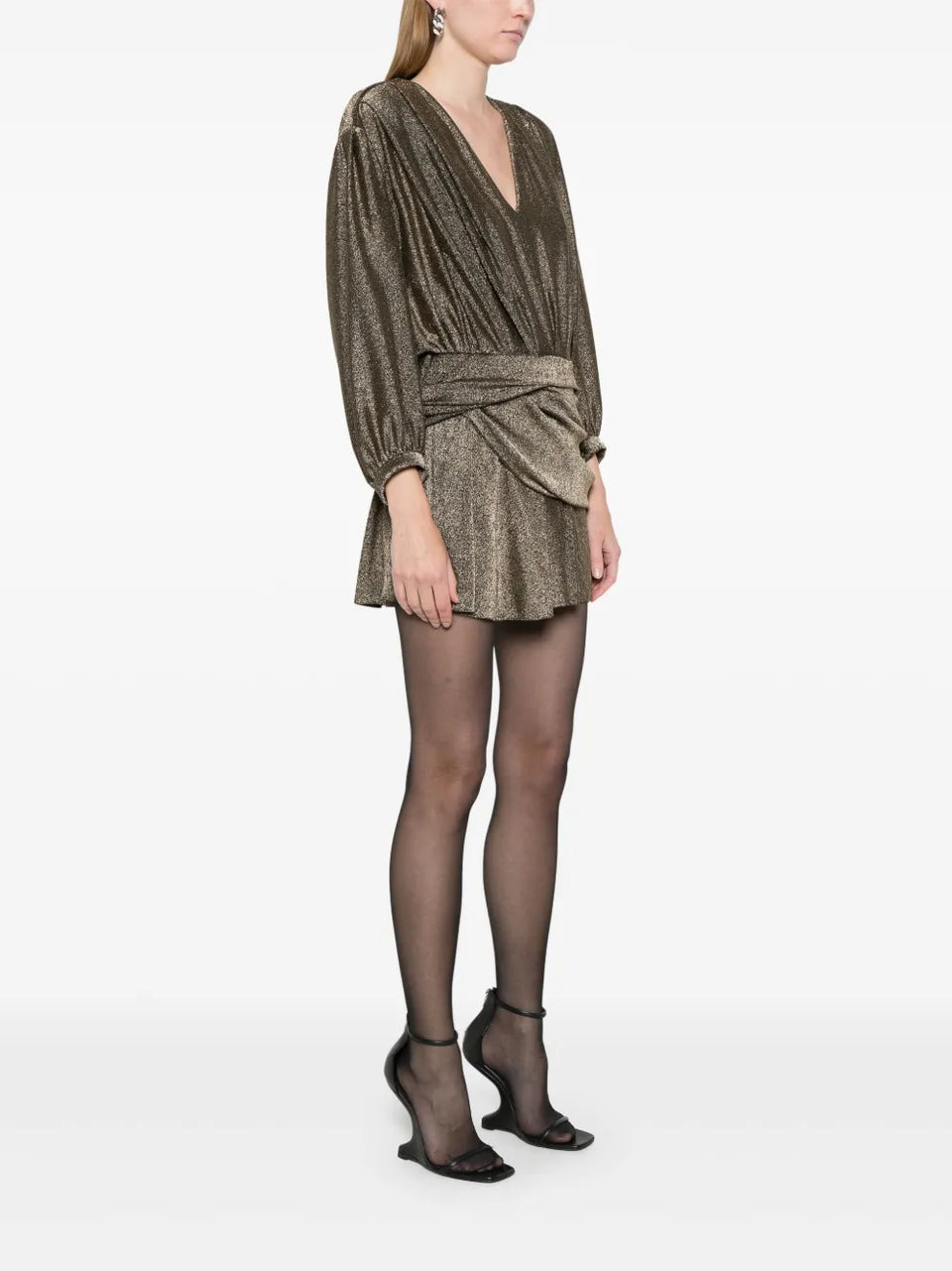 draped glittered mini dress