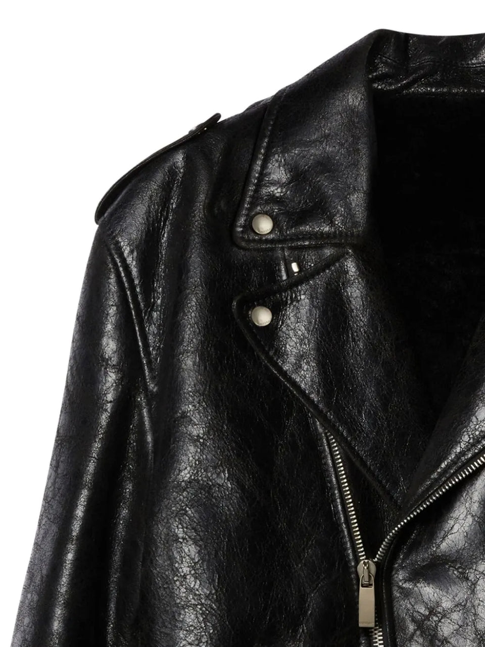 crinkled leather biker jacket