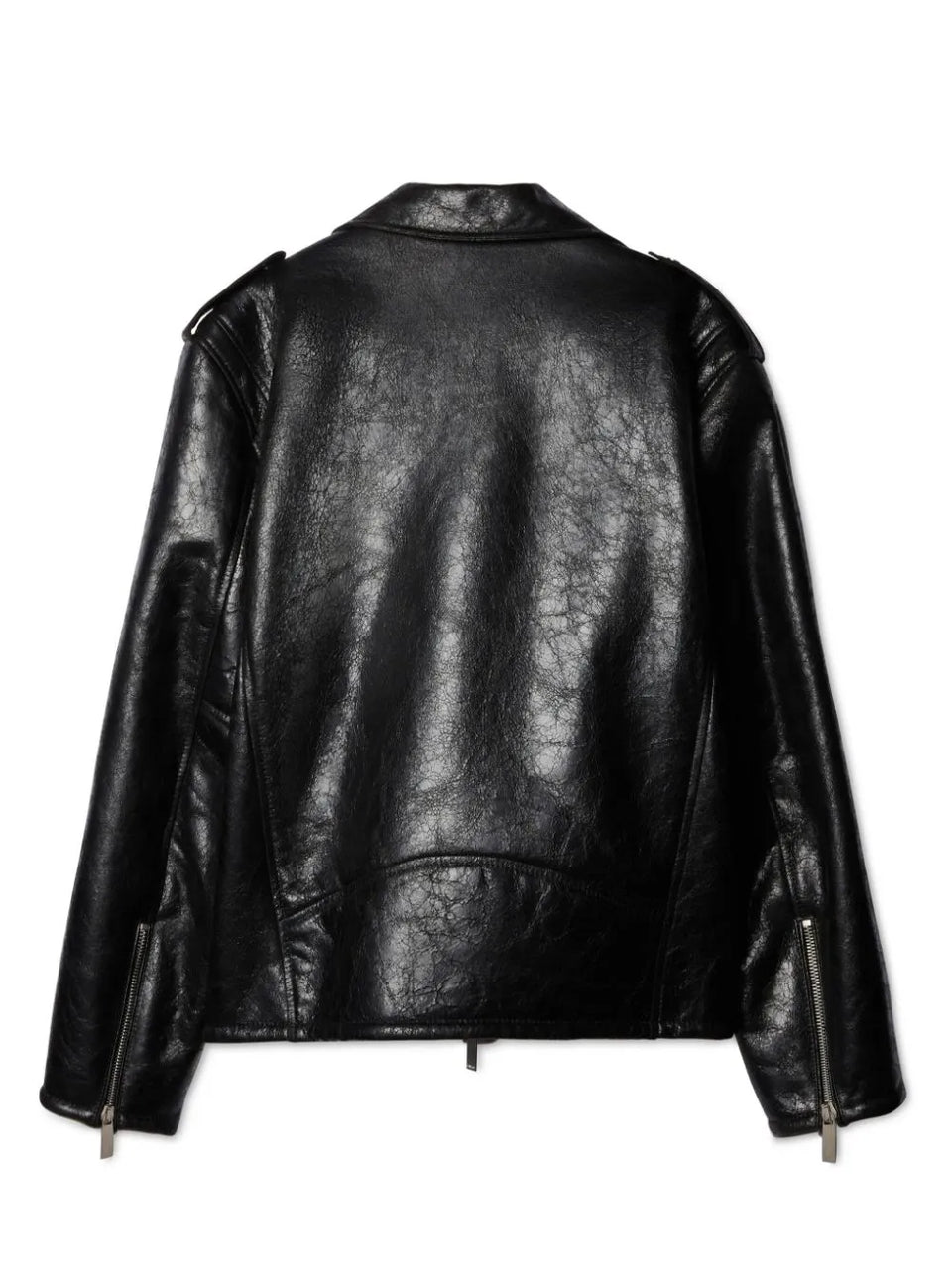 crinkled leather biker jacket