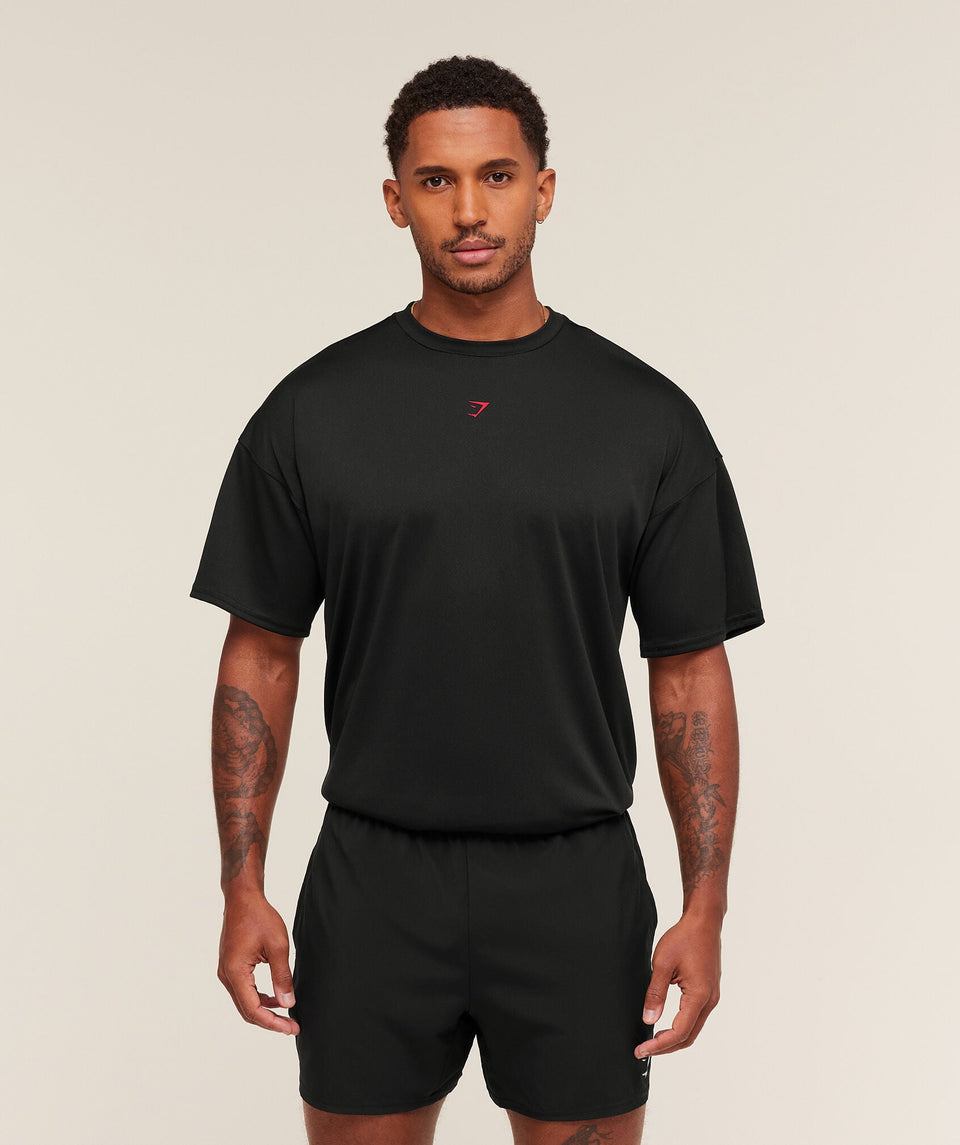 Gymshark Hybrid Graphic T-Shirt Oversized Fit Black