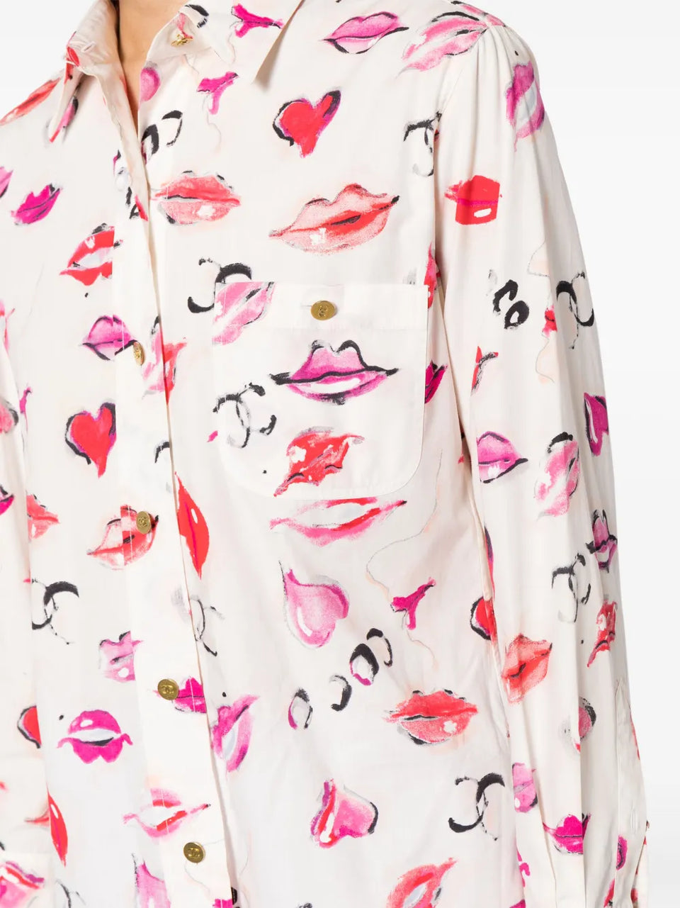 1990-2000s lipstick-print cotton shirt