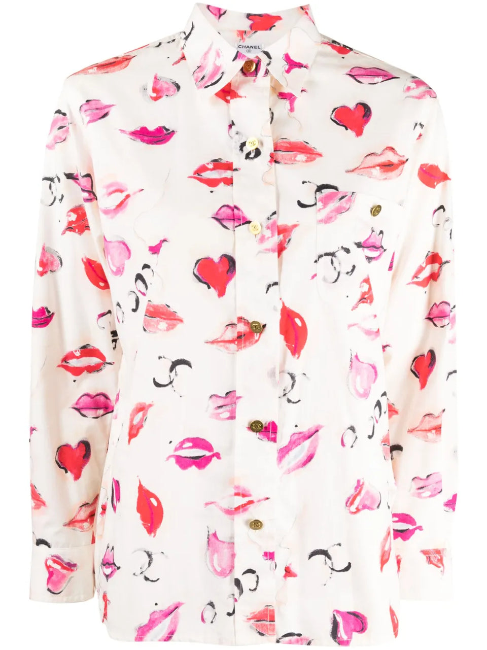 1990-2000s lipstick-print cotton shirt