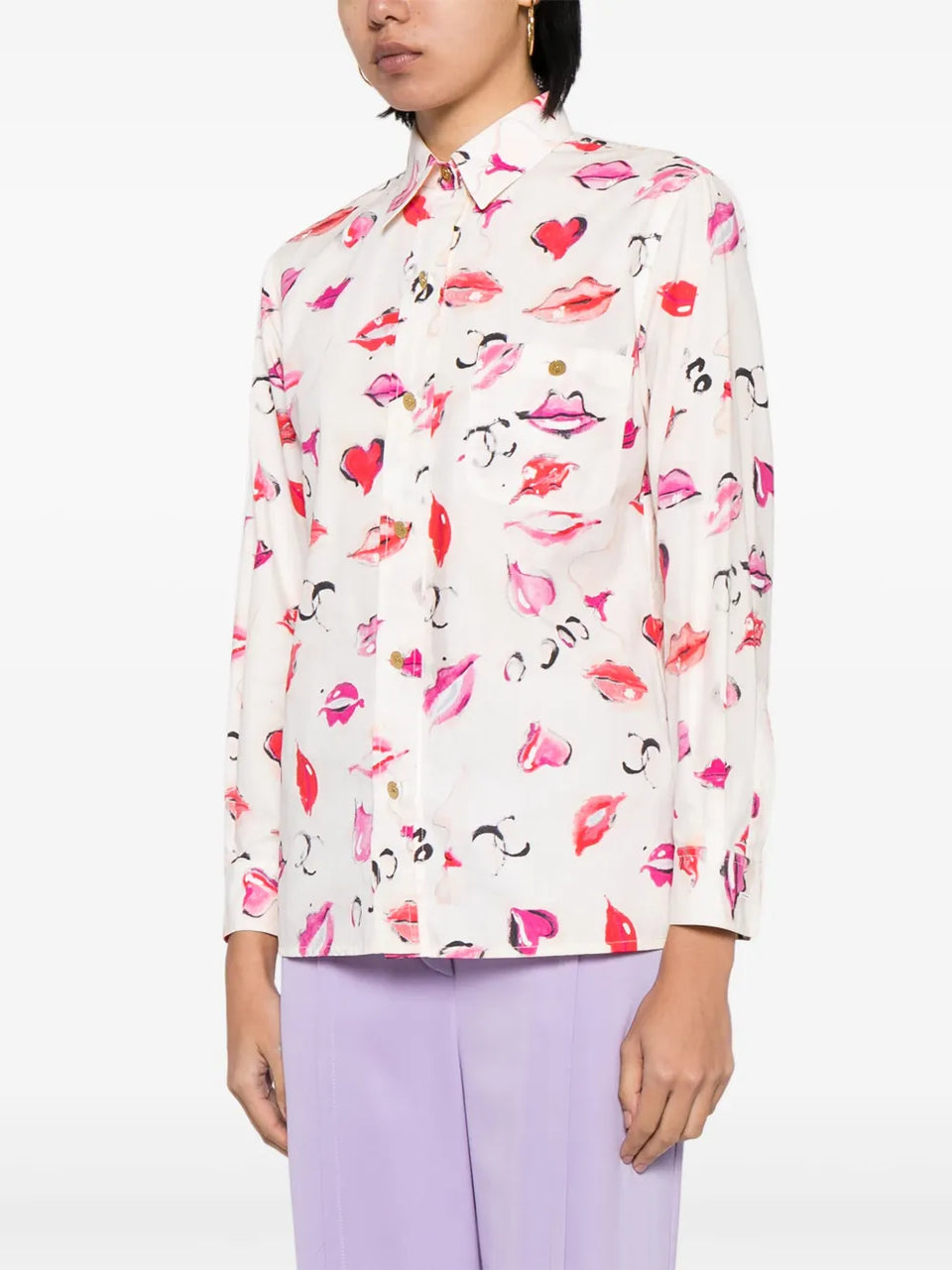 1990-2000s lipstick-print cotton shirt
