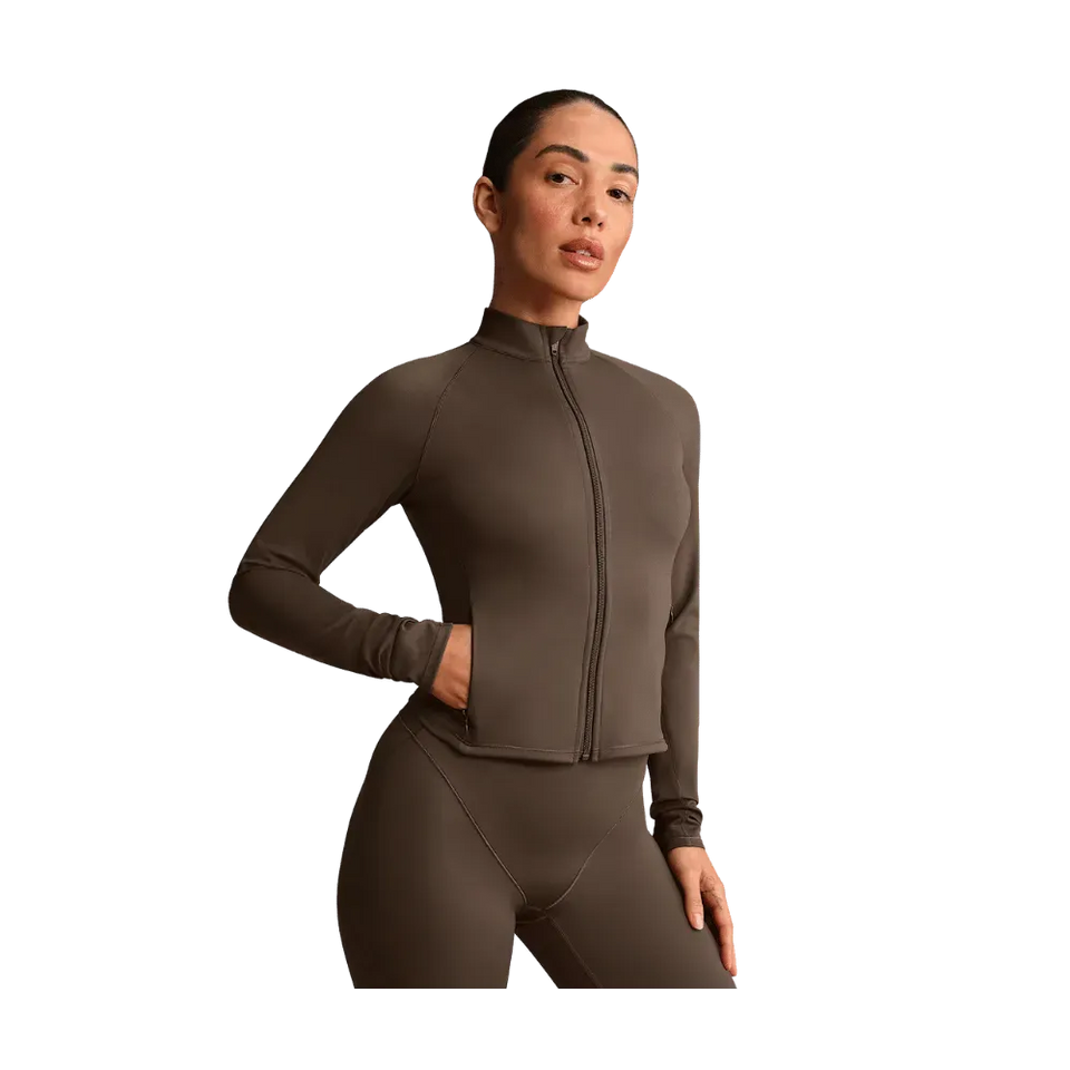 Nike X Skims Matte Women's Mock-Neck Full-Zip Jacket Dark Sepia
