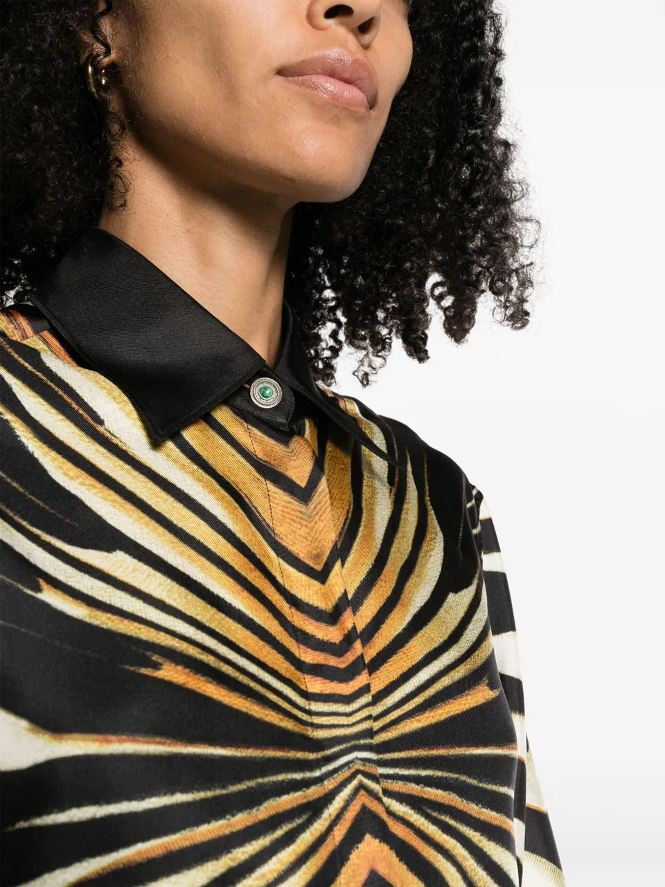 abstract-pattern print silk shirt