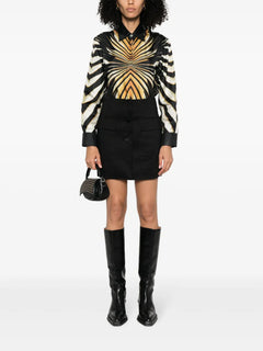 abstract-pattern print silk shirt