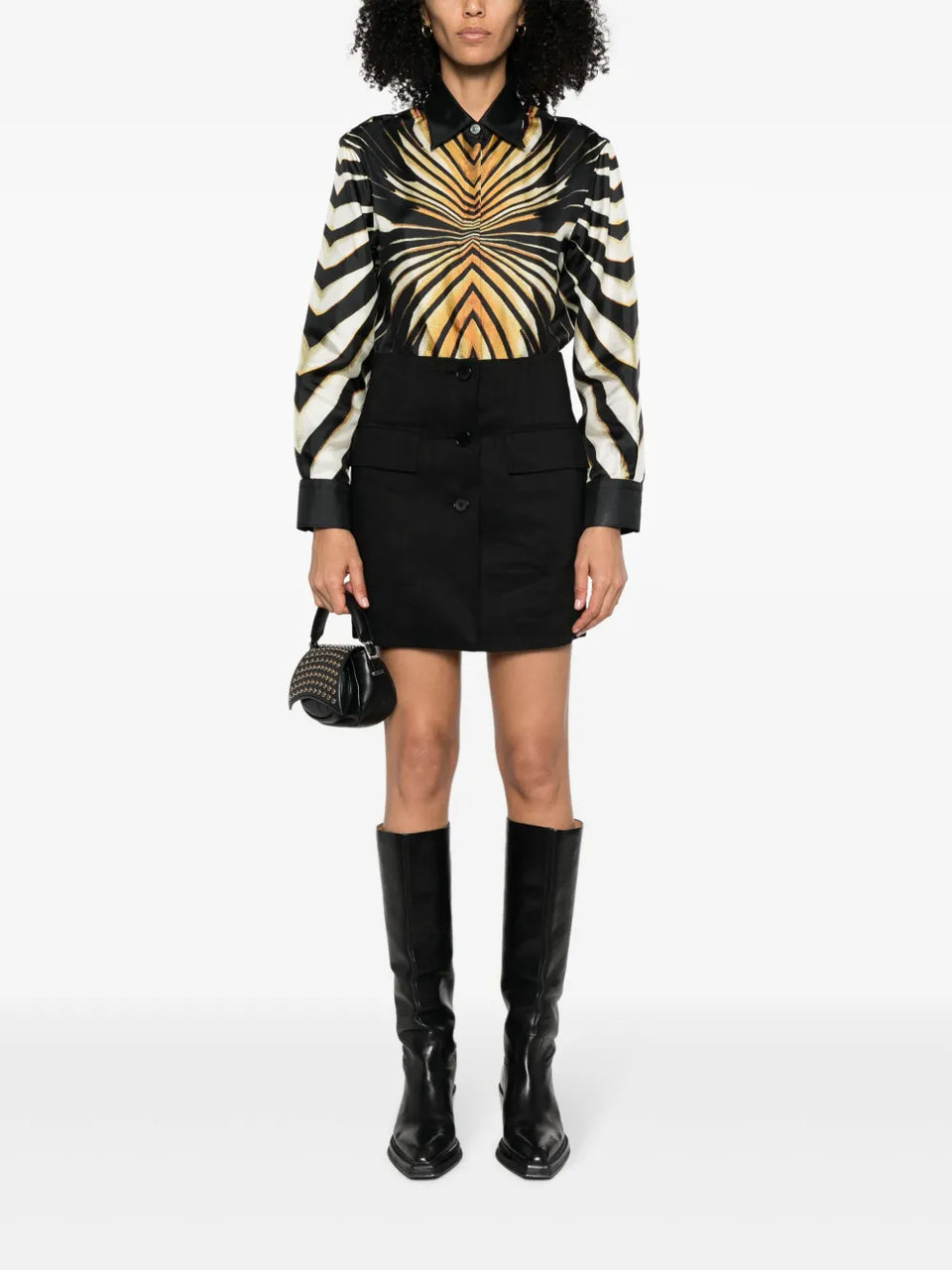 abstract-pattern print silk shirt
