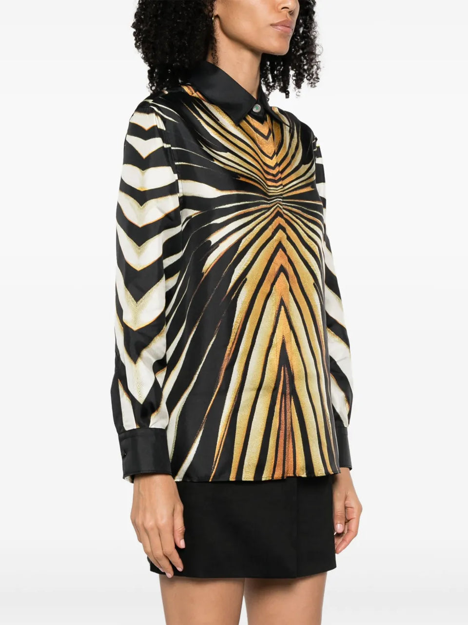 abstract-pattern print silk shirt