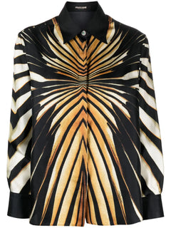 abstract-pattern print silk shirt