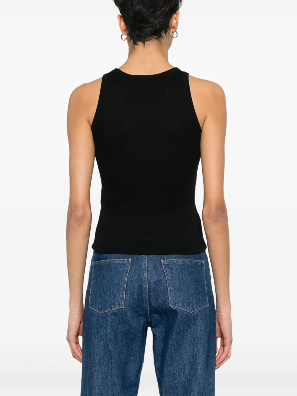 logo-embroidered ribbed tank top