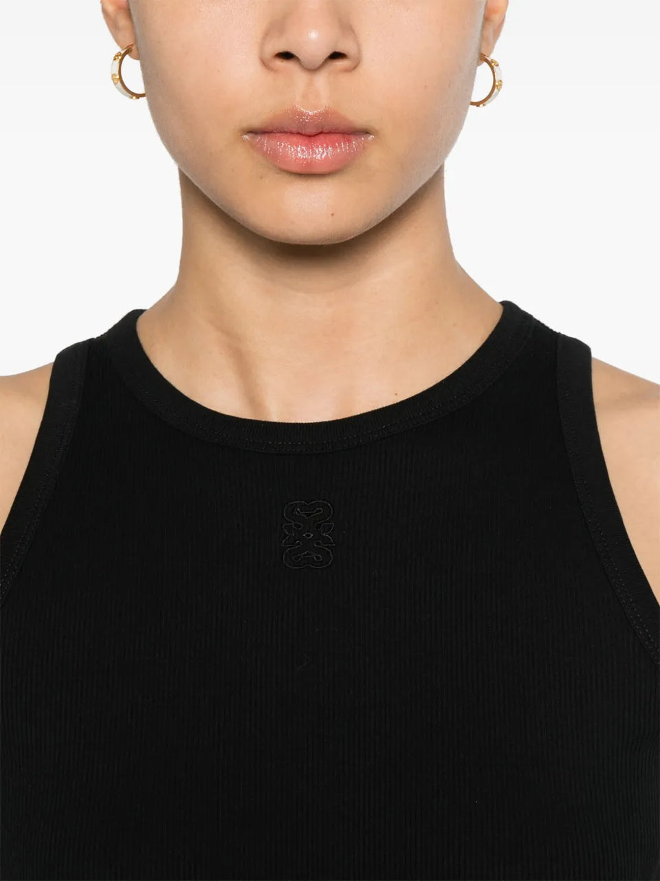 logo-embroidered ribbed tank top