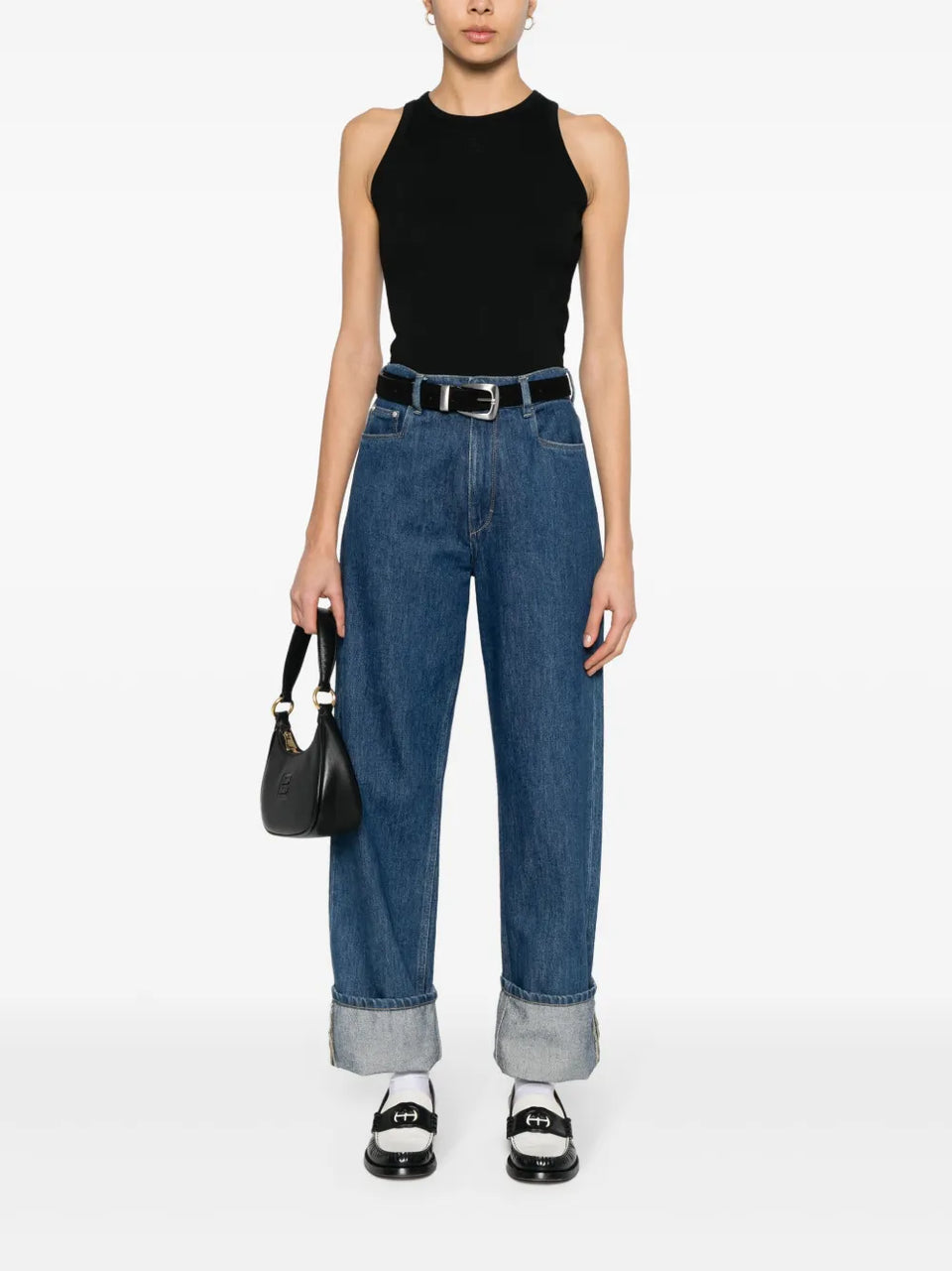 logo-embroidered ribbed tank top