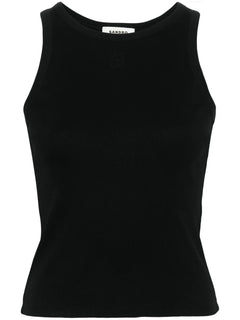 logo-embroidered ribbed tank top
