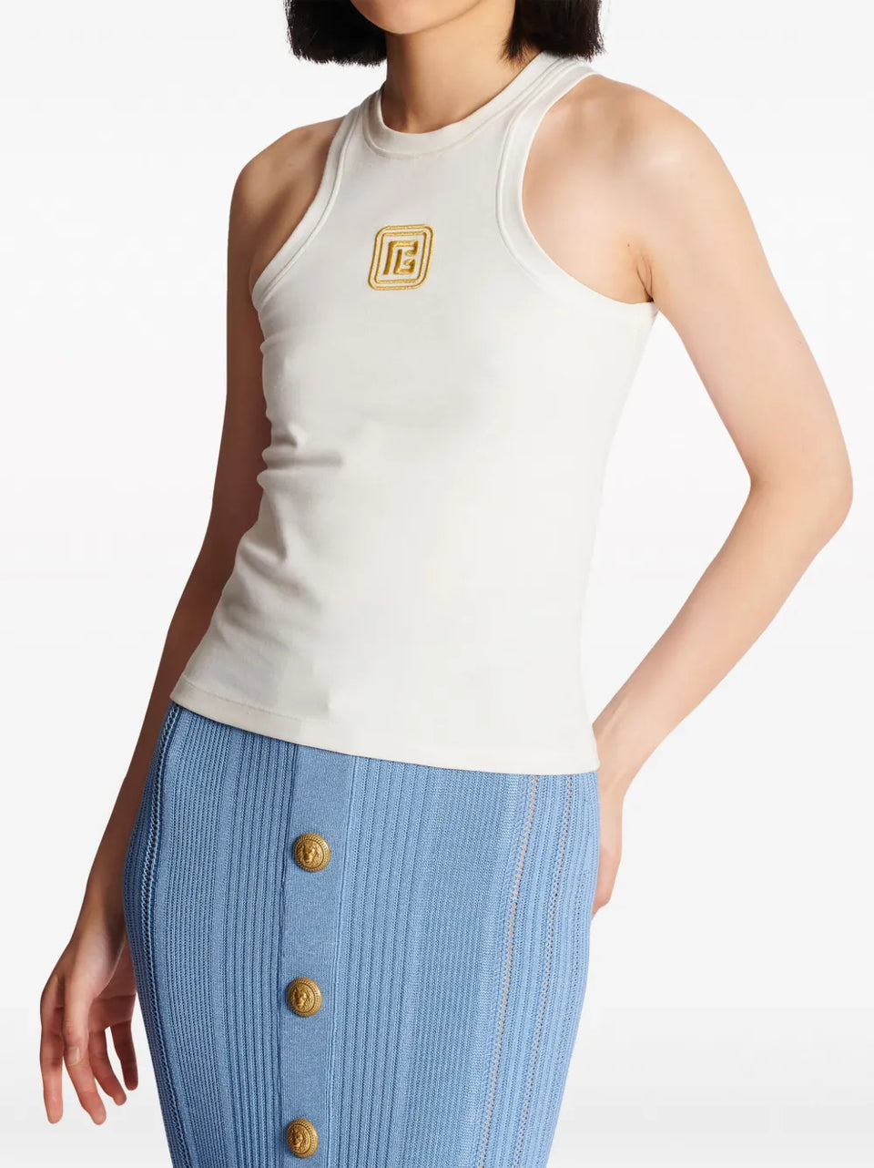 logo-embroidered tank top
