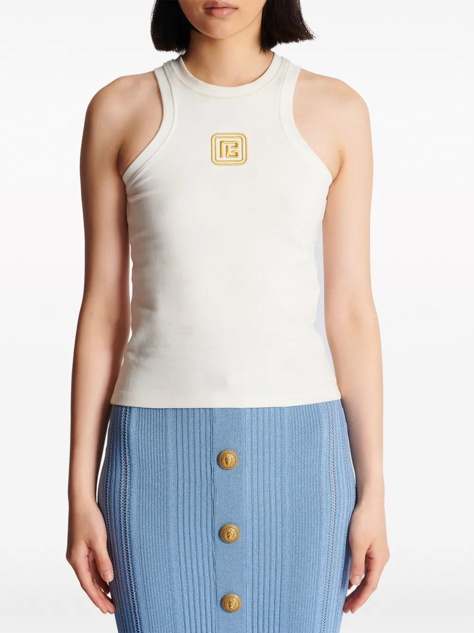 logo-embroidered tank top