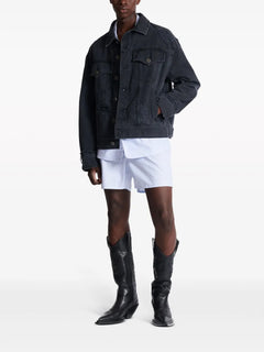 ripped-detail denim jacket