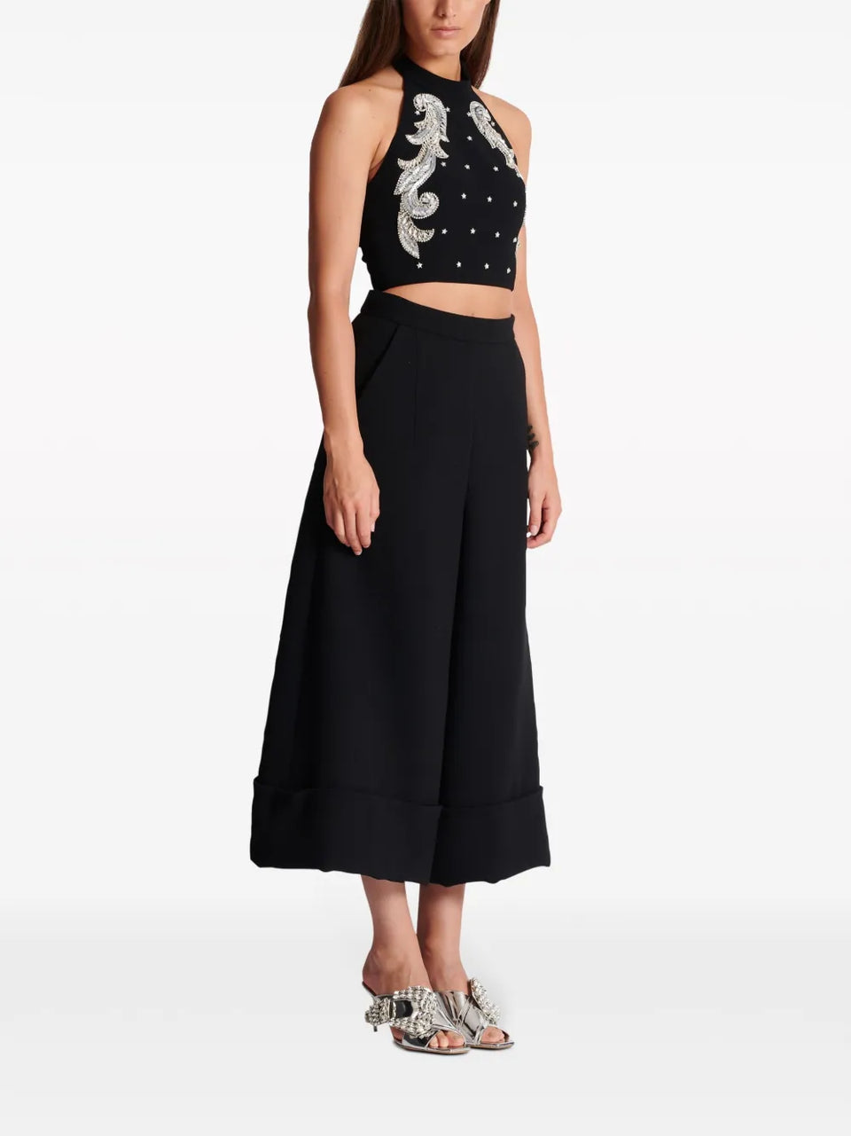 Baroque embroidered crop top