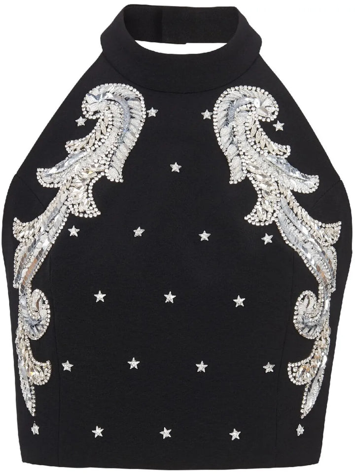 Baroque embroidered crop top