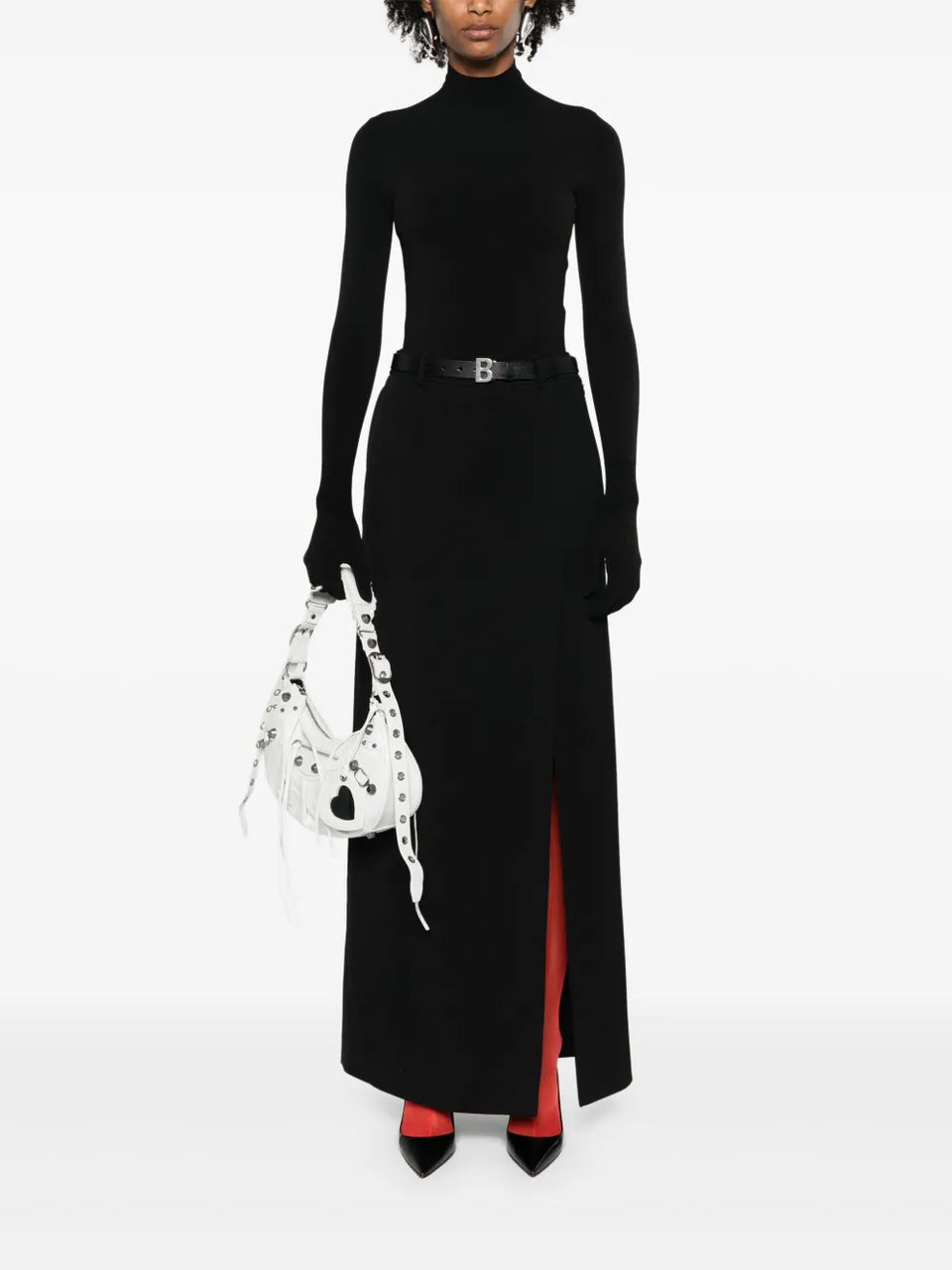 slit tailored maxi skirt