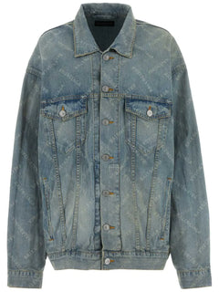 logo-print denim jacket