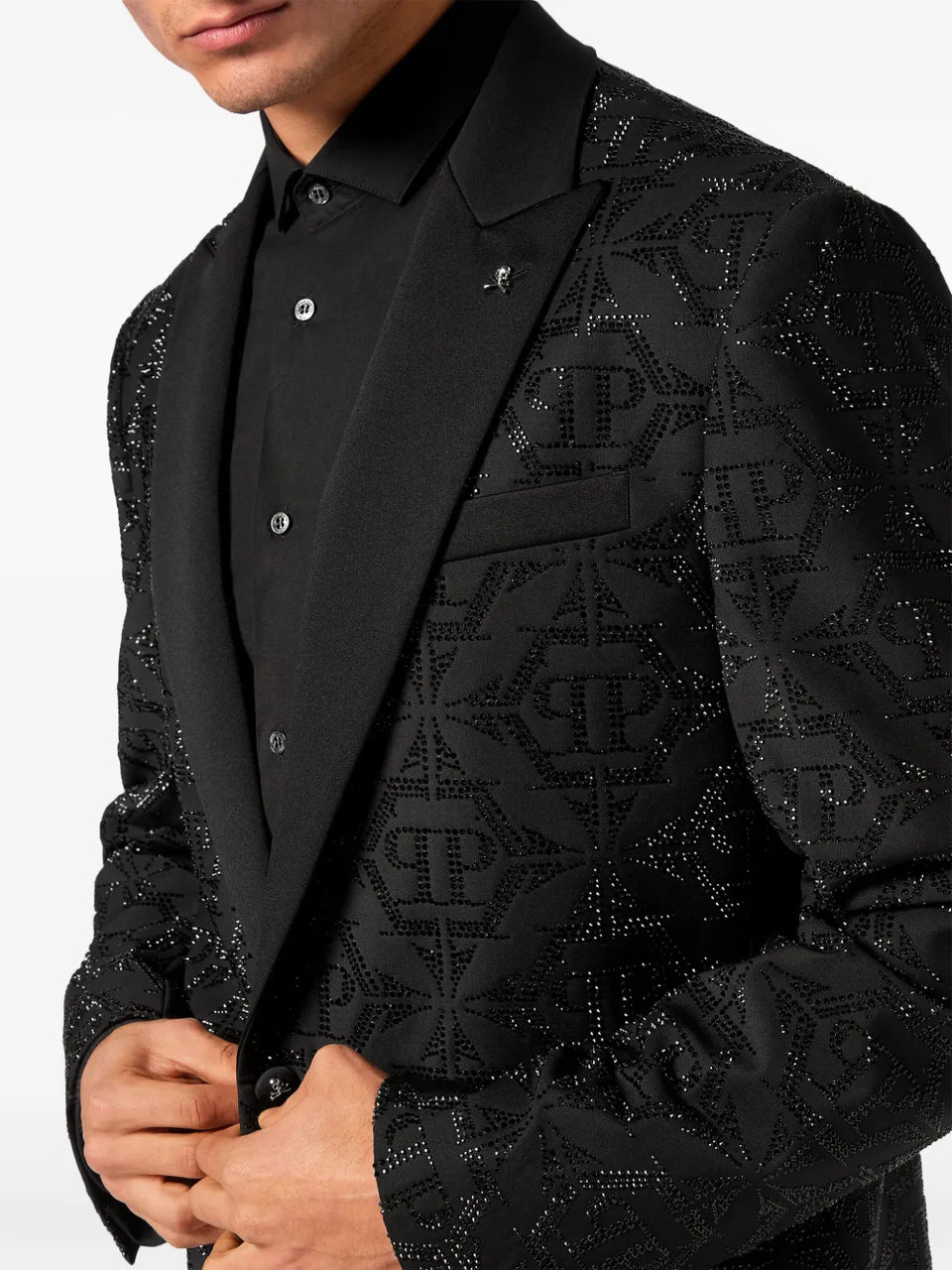 Hexagon crystal-embellished blazer